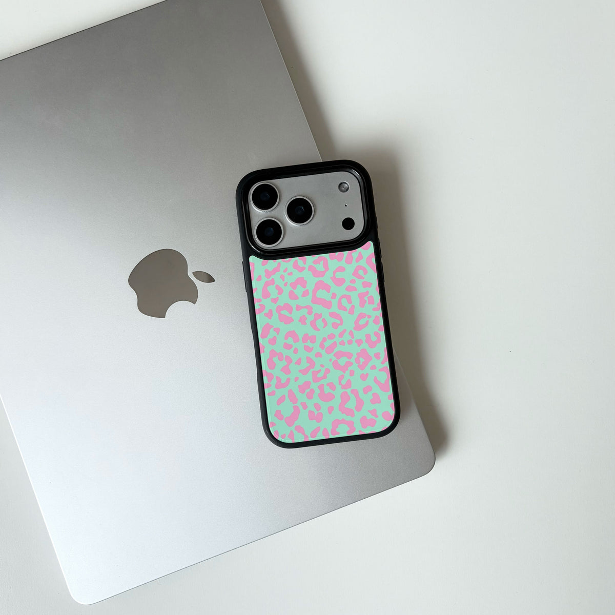 Pink-Green Leopard Print iPhone Case