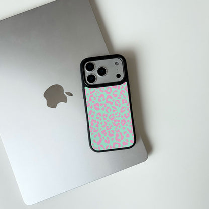 Pink-Green Leopard Print iPhone Case