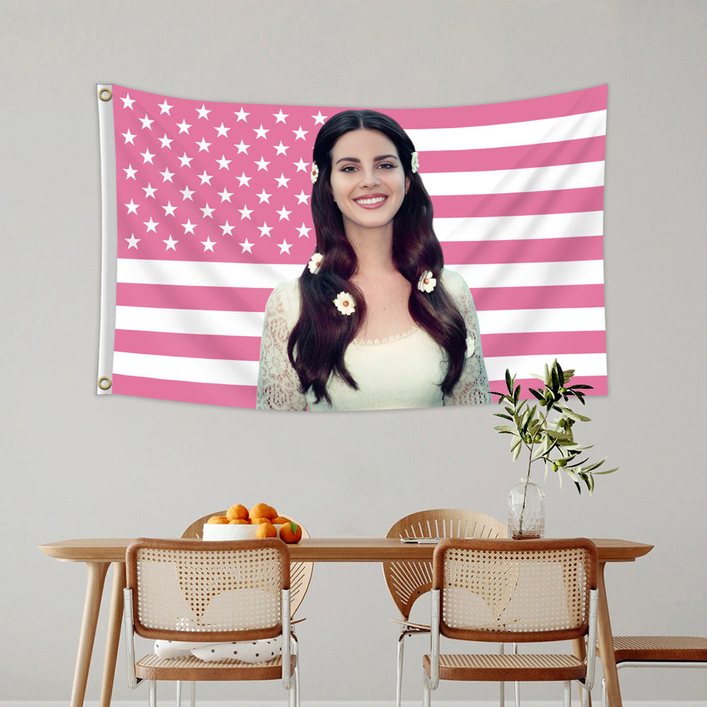Lana Del Rey Tapestry Pink USA Flag