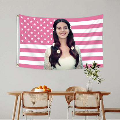 Lana Del Rey Tapestry Pink USA Flag