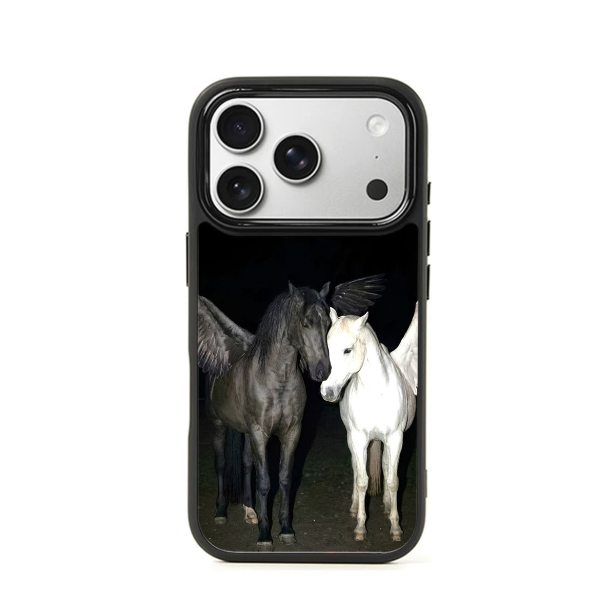 Black and White Wings Horses iPhone Case