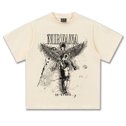 Nirvana In Utro Angel Grainy Design T-Shirt