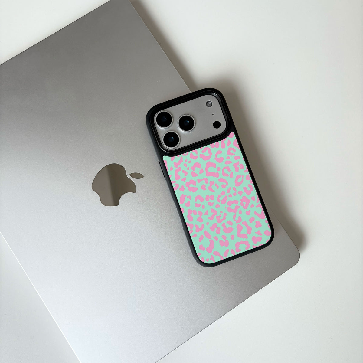 Pink-Green Leopard Print iPhone Case