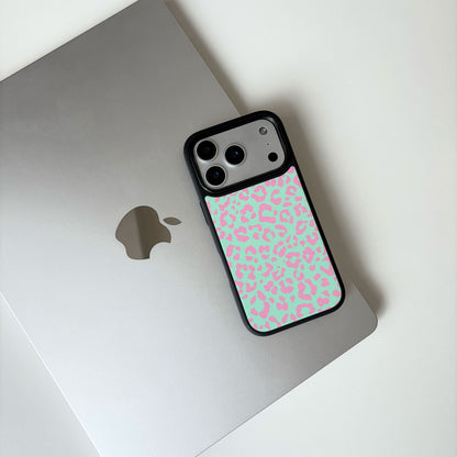 Pink-Green Leopard Print iPhone Case