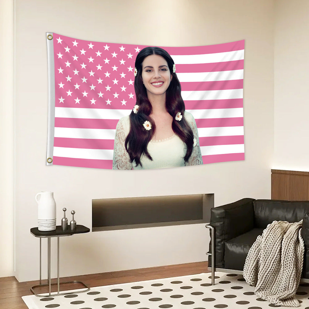 Lana Del Rey Tapestry Pink USA Flag