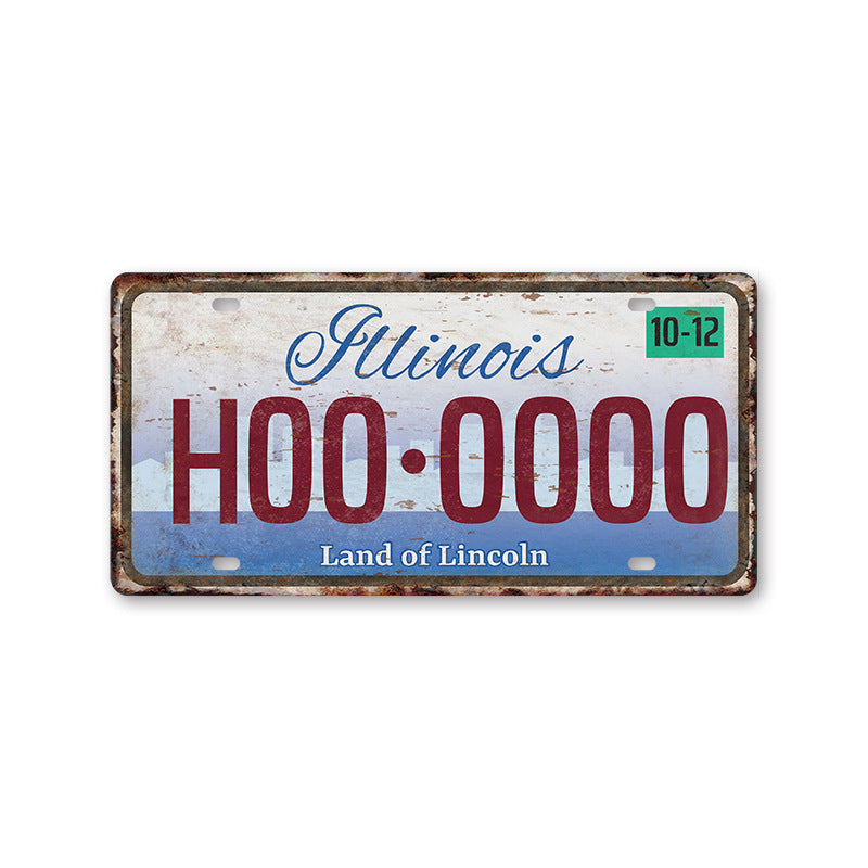 New 1530 license plate license plate retro tin painting American background wall frameless decorative hanging painting