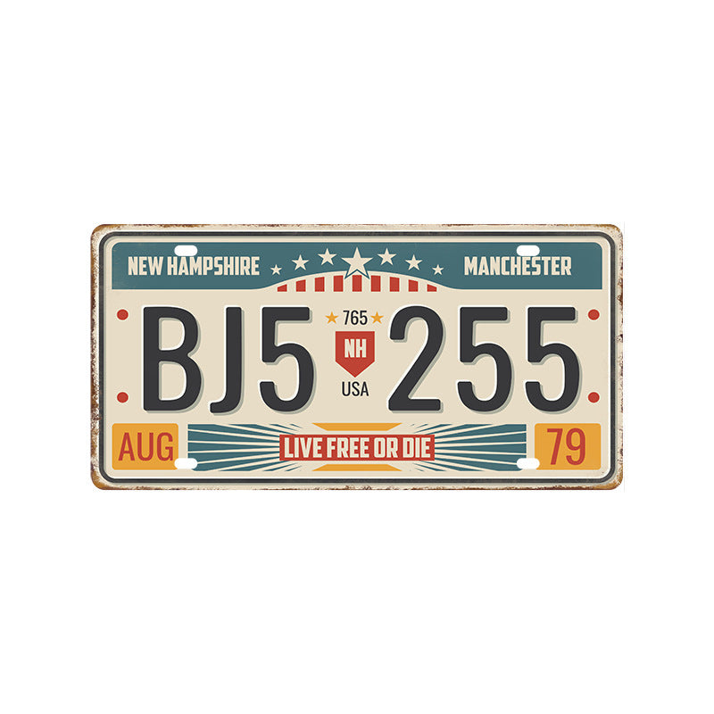 New 1530 license plate license plate retro tin painting American background wall frameless decorative hanging painting