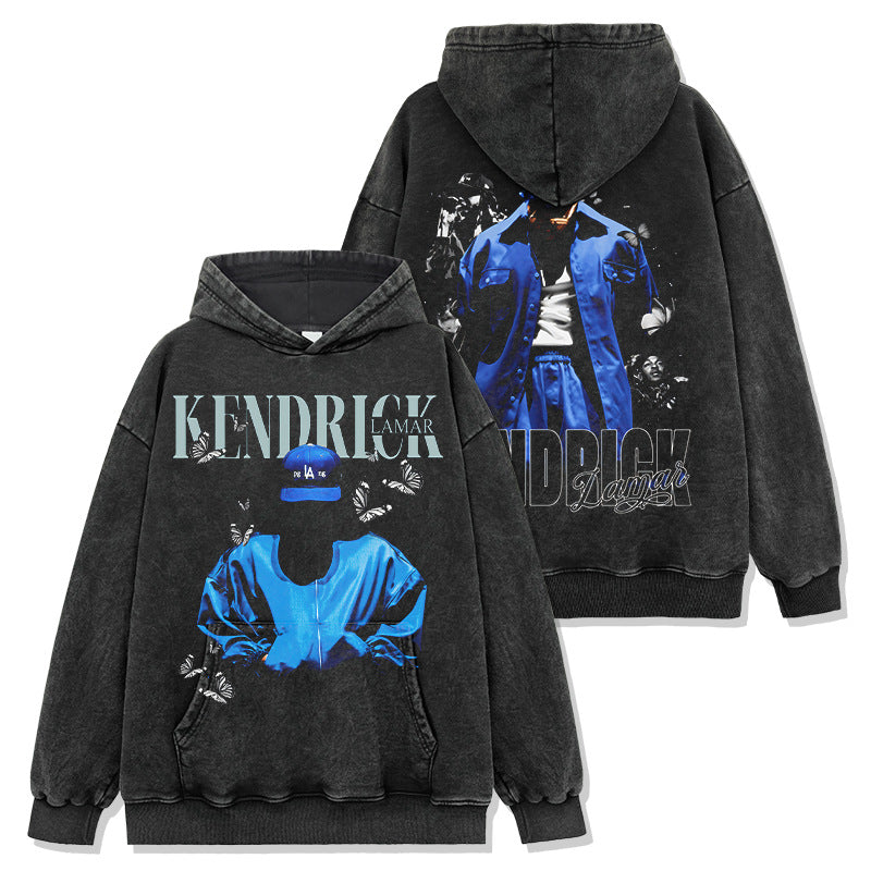 Kendrick Lamar Blue-themed Print Hoodie