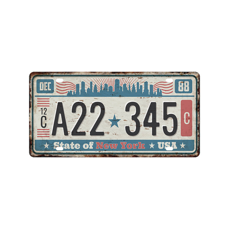 New 1530 license plate license plate retro tin painting American background wall frameless decorative hanging painting